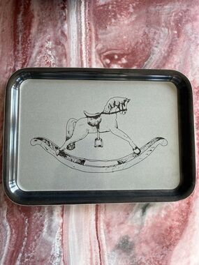 IKEA vintage rocking horse grey black small Tray